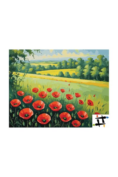 Painting-numbers Set pictura pe numere Ecoul rosu al verii 7078, panza pe ram...