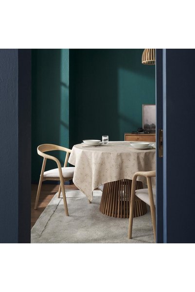 Gofis Home Bowie 159 Μπεζ Φλοράλ Τραπεζομάντηλο Τεφλόν, 135 x 135 εκ.