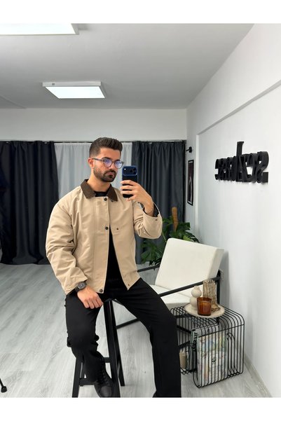 SEZBASE Jachetă boxy cu guler decorativ din catifea