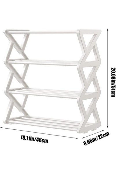 LINGWEI Plastic Shoe Rack 4-Tier – Space-Saving Shoe Storage Organizer for En...