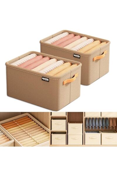 oldlaiben 2PCS Foldable Closet Storage Box with Handle, Collapsible Fabric St...