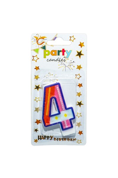 OEM Lumânare număr aniversară 4, Imprimare colorată, Set de 12