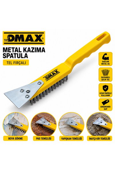 12 ADET 2IN1 ÇELİK TEL FIRÇA - METAL KAZIMA SPATULA 270MM (5705)