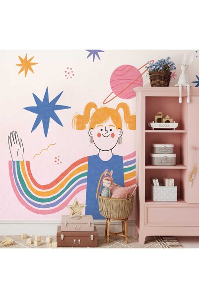 Updeco Tapet Premium, model Space Girls (600x280 cm) - copii cu fete în spați...