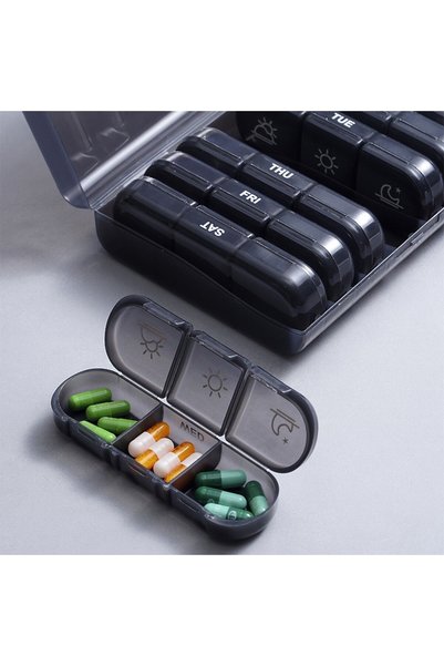 TrioStore Cutie Depozitare Medicamente, 7 Zile, 21 Compartimente, Cutie Supor...