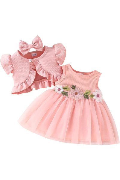 OtherMax Rochie din Bumbac cu Bolero pentru Fetițe Roz 9-12 Luni