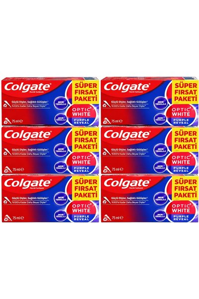 Colgate Optic White Purple Reveal Toothpaste, 2 x 50 ml, Set of 6
