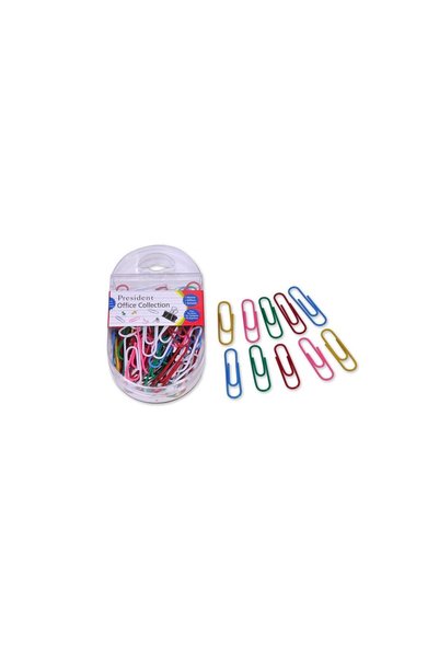 President Set agrafe metalice de birou, 80 bucăți, 32mm – multicolor, 32mm