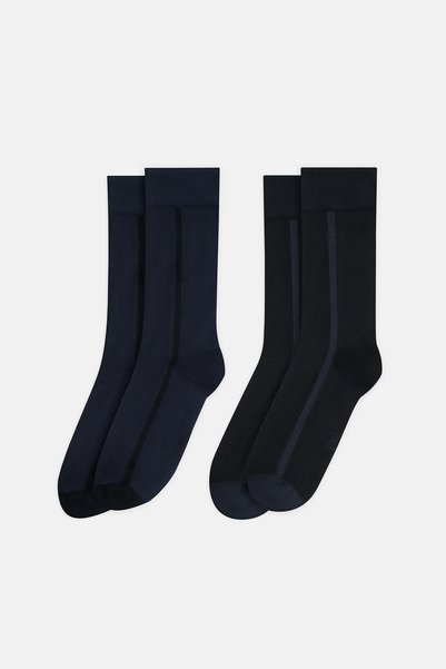 Dagi Șosete din bambus pentru bărbați, albastru închis-negru, set de 2 perech...