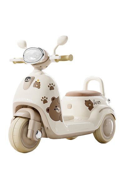 OEM Kids Electric Ride-On 3-Wheel Scooter, 6V, Cream
