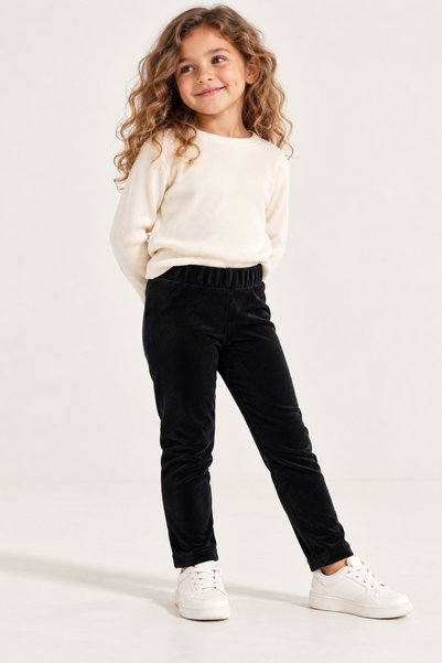 mini kanka Girls' Velvet Leggings – Elastic Waist, Soft-Textured Fit, Stylish...