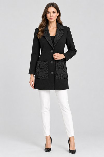 Sierra otantik Women's Black Long Coat, 100% Cotton, Wrinkled Parachute Fabri...