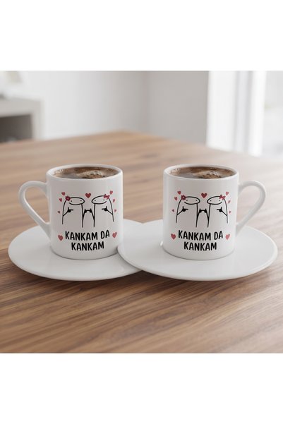 Arden Kankam da Kankam Baskı Tasarımlı Hediyelik Türk kahve fincan 2 li