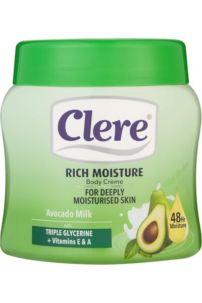 Clere كريم مرطب للجسم بتركيبة حليب الأفوكادو - 500 مل.
