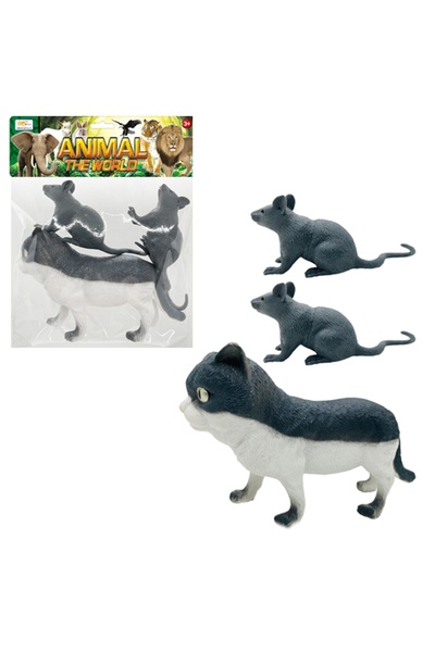 OEM Figurine de animale Pisică și Șoarece, 3 bucăți