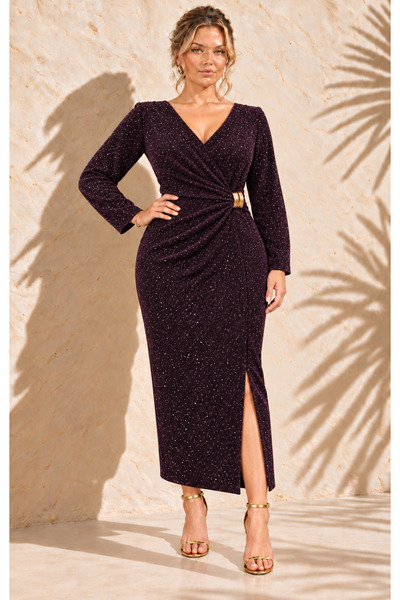 Butik Nilyam Rochie de seară lungă pentru femei, mărime mare, cu decolteu în ...