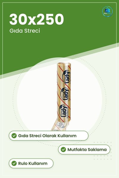 TARER Streç Film Gıda Streci Mutfak Sarf Malzemesi Yiyecek Saklama Ambalaj Rulo Kullanışlı