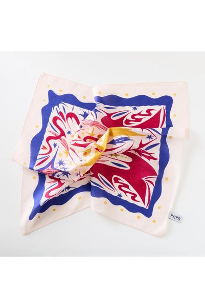 İpek Pamuk Karışımlı Desenli Bandana Fular