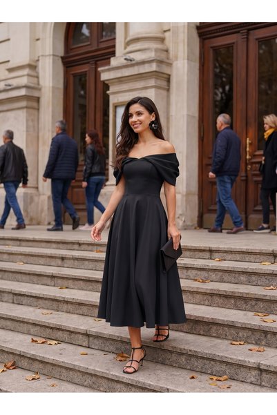 Tessa Deliha Κομψό Φόρεμα Μίντι για Επίσημες Περιστάσεις με Τσέπες