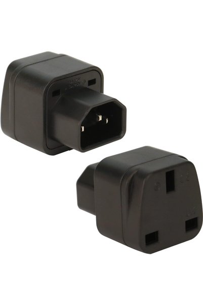 KASTWAVE Black 2 Pack C14 to UK Outlet Socket, IEC 60320 Plug - IEC 320 C14 M...