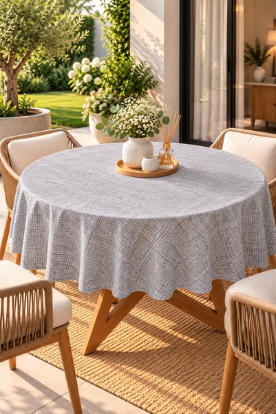 Molina Home Liquid-Proof Oilcloth Round Tablecloth |   Stain-Resistant, Easy-...