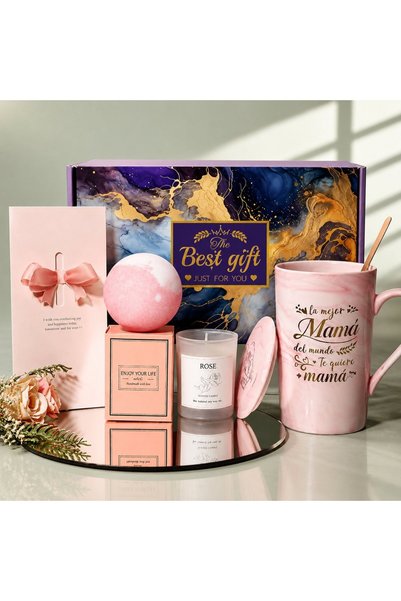 OEM Set cadou pentru femei cu cană ceramică, linguriță, capac, bombă de baie ...