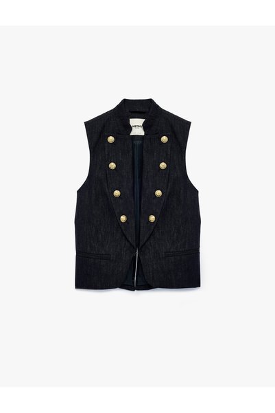 Koton Metal Düğmeli Cepli Şal Yaka Kolsuz Blazer Yelek