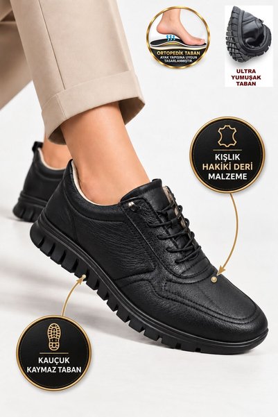 AlbiShoes Women's Mother Genuine Leather, Rubber, Non-Slip Sole, Winter, Full...