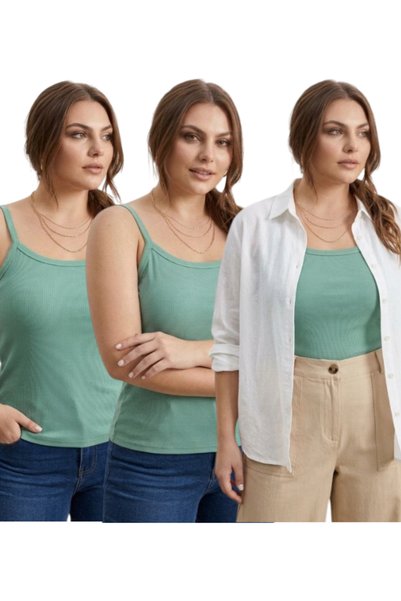 MRR MAJESTİC TRICOT REIAT CU BRETELE DIN CORSET - PACHET DE 3 BUC. (VERDE ÇAĞLA)