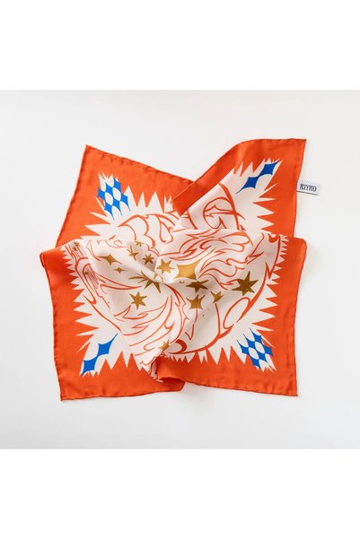 %100 İpek Desenli Bandana Fular