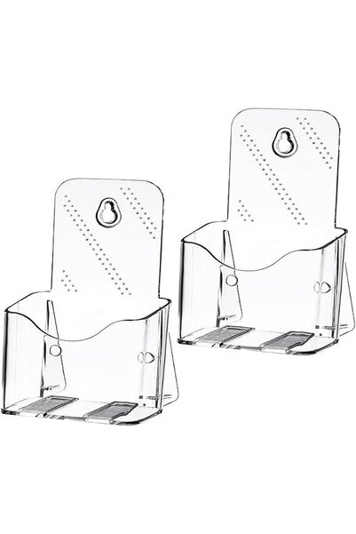 Generic 2 Pack Acrylic Brochure Holder - A5 Pamphlet Display Stand Wall Mount...
