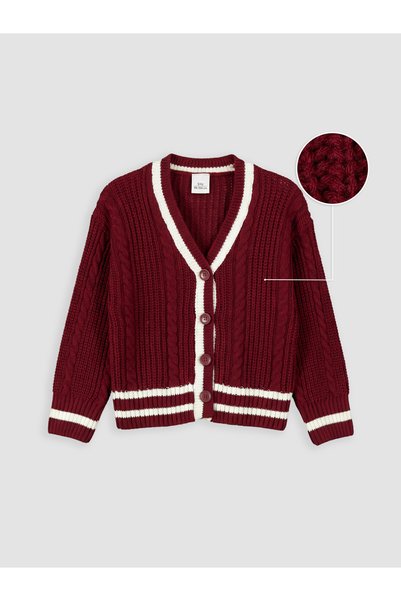 LC Waikiki High-Quality Items from Çelebi Store: V-Neck Striped Girls' Knit C...