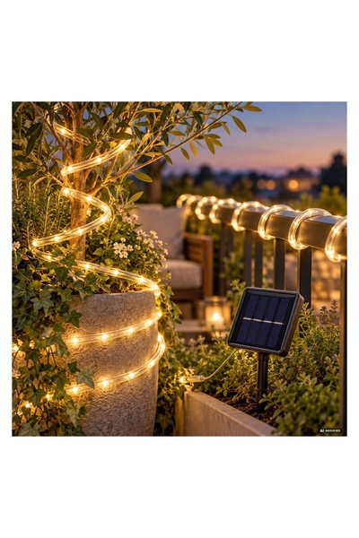 OEM Tub luminos solar cu 100 LED, lumină albă caldă, pentru decorațiuni festive