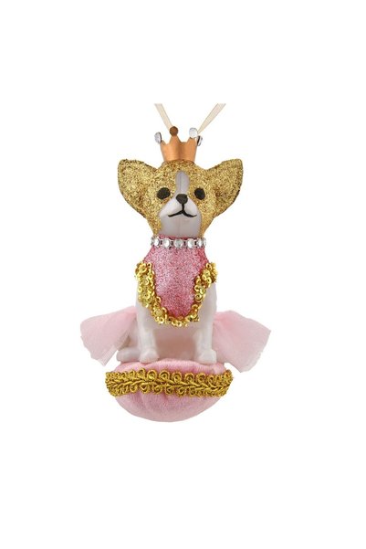 OEM Ornament brad de Crăciun Caine 3D Balerina cu glitter Roz auriu 13 cm, pe...