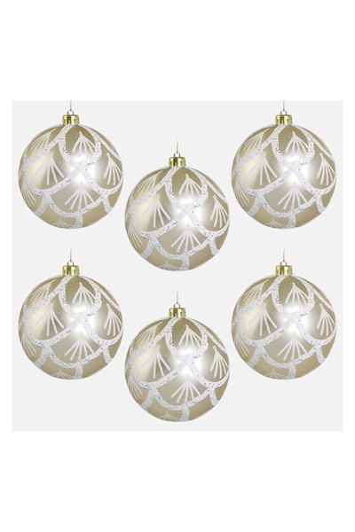 OEM Set Globuri de Crăciun Sampanii cu Modele Holografice si glitter Ø10 cm -...