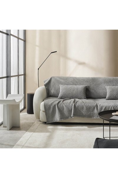 Gofis Home Ondine Ασημογκρί Ανάγλυφο Ριχτάρι Καναπέ, 180 x 250 εκ., Διθέσιο