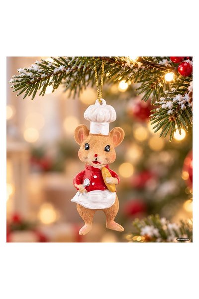 OEM Ornament Crăciun Soricel Bucatar 10 cm, pentru brad și decor de sărbători