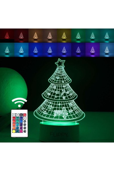 OEM Lampa LED decorativa, 3D, Pom de Craciun, din material acril si lumina mu...