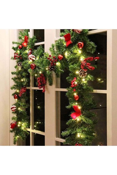 OEM Ghirlanda de Craciun, din Brad Artificial cu Decoratiuni, cu Baterii, 30 ...