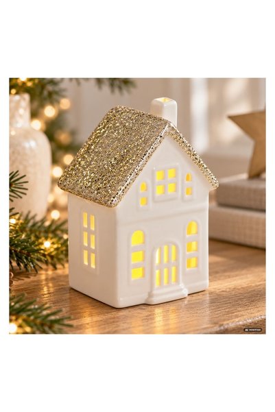 OEM Casa Alba glitter LED 9X6X14 cm, pentru iluminat decorativ de Crăciun
