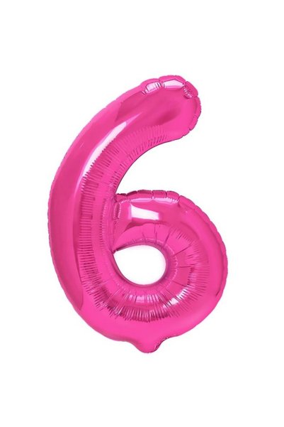 OEM Balon din folie metalizată în formă de cifră 6, pentru aniversări 40 cm, roz