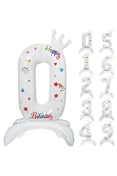 OEM Balon din folie metalizată în formă de cifră, cifra 0 cu Happy Birthday S...