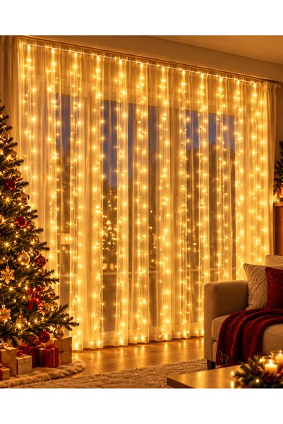 OEM Instalație luminoasă de Crăciun tip perdea, 3 × 3 m, 300 LED-uri, alb cald