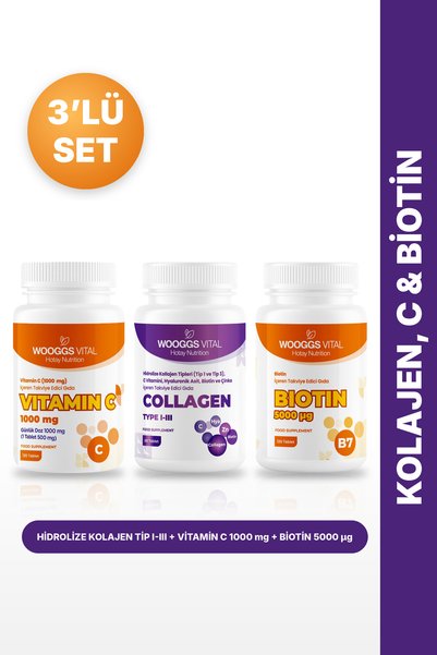 Hotay Nutrition Wooggs Vital Hydrolyzed Collagen Types 1-3, 60 Tablets + Vita...
