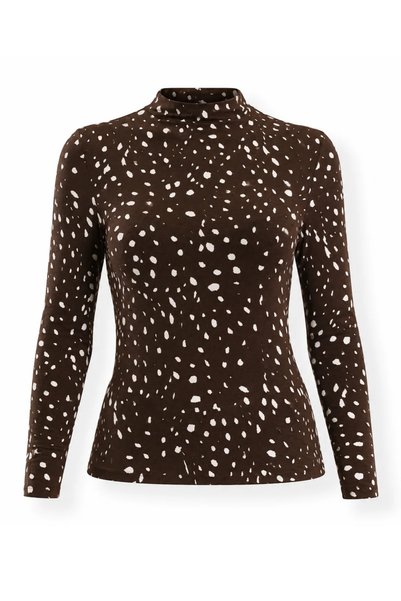 5in1Canpolat Brown Bamboo Print Long-Sleeve T-Shirt 19277