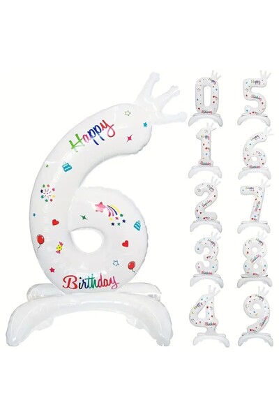 OEM Balon din folie metalizată în formă de cifră, cifra 6 cu Happy Birthday S...