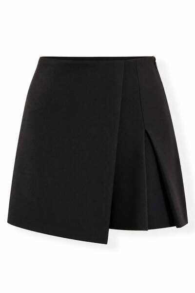 5in1Canpolat Black Skort with Double-Breasted Front Detail 17956