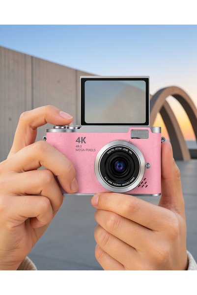 tecnocom 48 MP Vlog Kamera 1080P Flip Ekran Uzun Pil