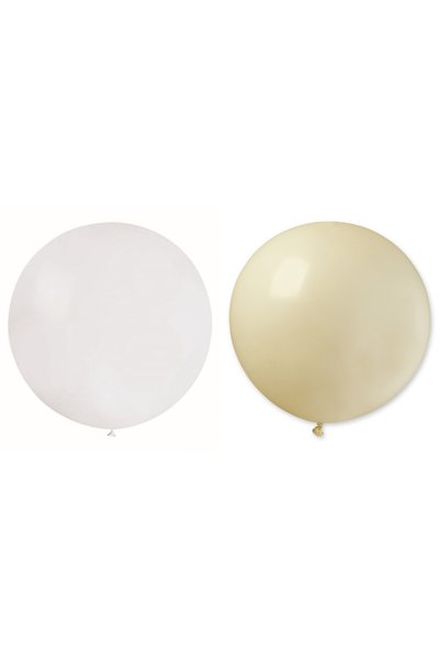 OEM Set 2 Baloane din Latex, Model Party Jumbo, 90 cm, alb și Bej, 35 g, deco...