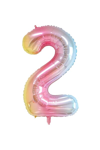 OEM Balon din folie metalizată Gradient, în formă de cifră 2, pentru aniversă...